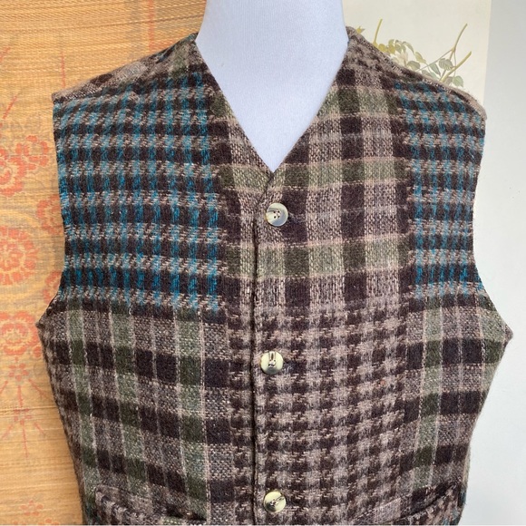 Vintage Tweed Wool Plaid Sweater Vest - Picture 2 of 14